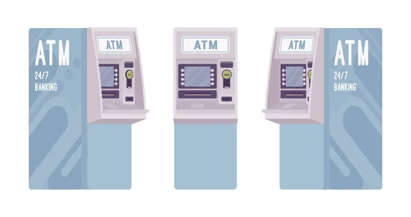 Μηχανήματα αυτόματης ανάληψης χρημάτων σε γαλάζιο χρώμα — Διανυσματικό Αρχείο