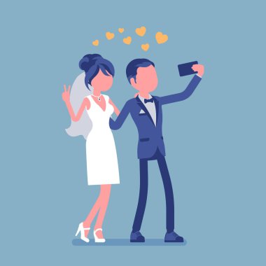 Yeni evli alarak selfie telefonla