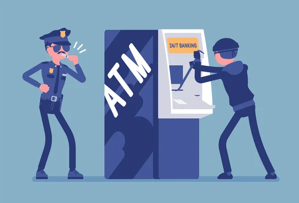 Kejahatan peretasan ATM - Stok Vektor