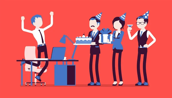 Fiesta de cumpleaños en la oficina — Vector de stock