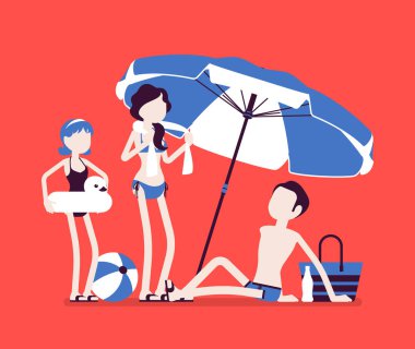 Mutlu aile zevk dinlenme sahilde