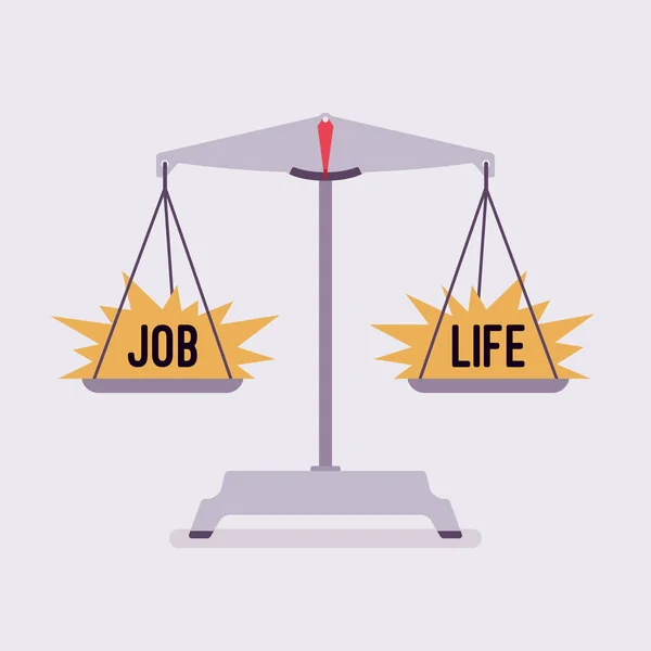 Waage mit Job und Leben gut im Gleichgewicht — Stockvektor