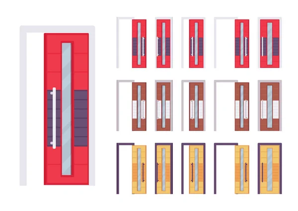 Portas conjunto brilhante moderno, entrada para um edifício, quarto —  Vetores de Stock