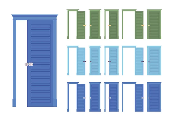 Porte incasso set classico, ingresso in legno per l'edificio, camera — Vettoriale Stock