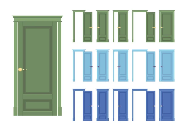 Kapılar floş klasik ayarla, ahşap cam, Bina giriş — Stok Vektör