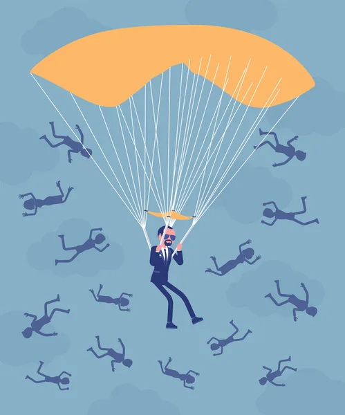 Benefício de paraquedas dourados para empresário —  Vetores de Stock