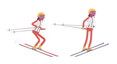 Sportif kadın Kayak atlama, kış açık hava etkinlikleri resort Doğum sahiptir