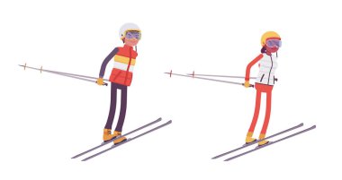 Sportif erkek ve kadın Kayak atlama