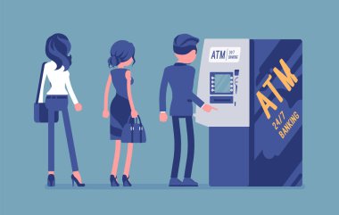 ATM sırada bekleyen insanlar
