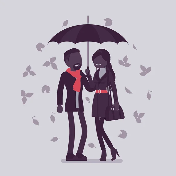 Casal com guarda-chuva no outono — Vetor de Stock