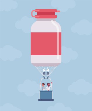 Tıp şişe şekli sıcak hava balonu ile doktorlar