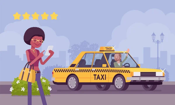 Хороший автомобиль и водитель в системе рейтингов такси — стоковый вектор