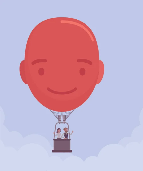 Ballon à air chaud en forme de tête heureuse — Image vectorielle