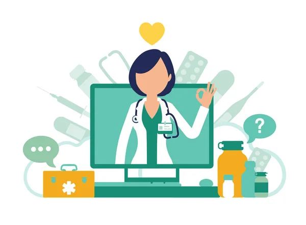 Online medicine screen with a doctor