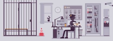 Polis Merkezi ofis ve bir polis çalışma