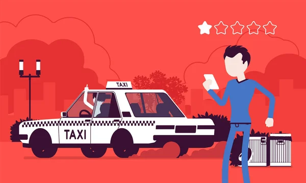 Bad car e maleducato conducente in taxi sistema di rating app — Vettoriale Stock