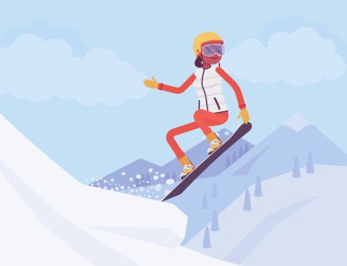 Atlama etkin sportif kadın snowboard, sürme