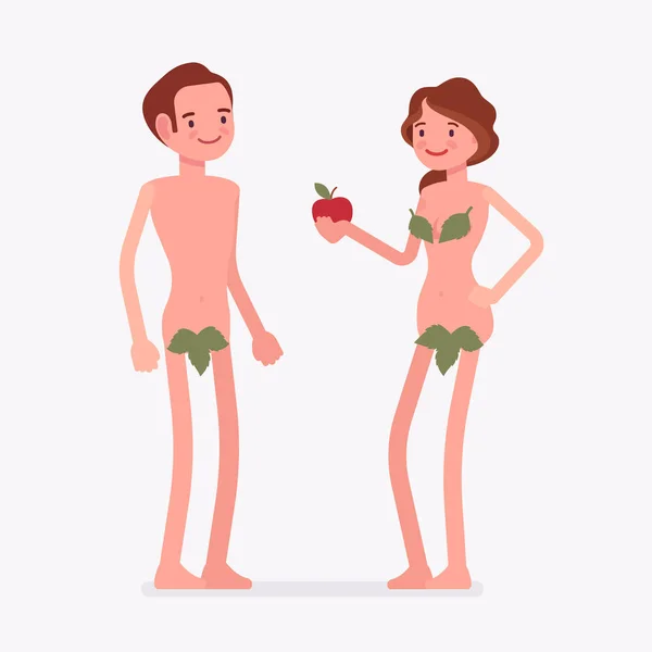 Adam and Eve Bible first man and woman — Stock Vector