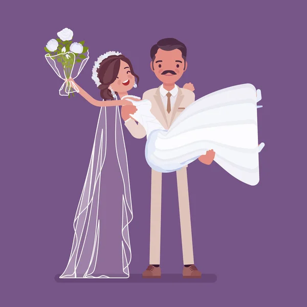 Düğün töreni taşıma gelin damat — Stok Vektör