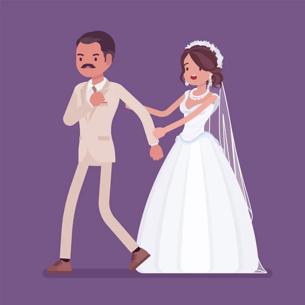 Злой жених покидает невесту на свадебной церемонии — стоковый вектор