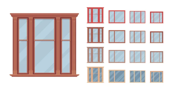 Finestra per edificio dotata di vetro in cornice — Vettoriale Stock