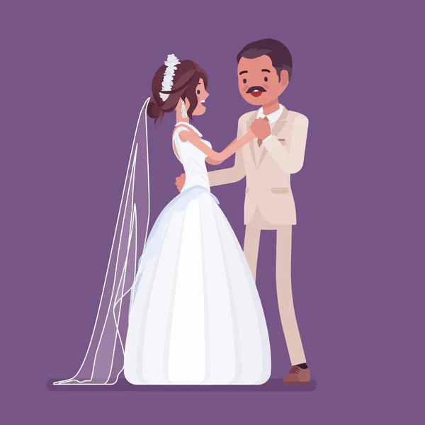 Bruden och brudgummen först dans på bröllop — Stock vektor
