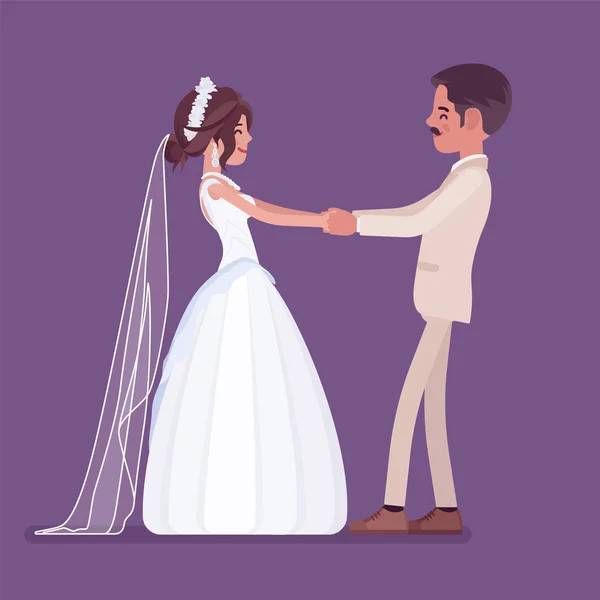 Жених и невеста в первом танце на свадебной церемонии — стоковый вектор