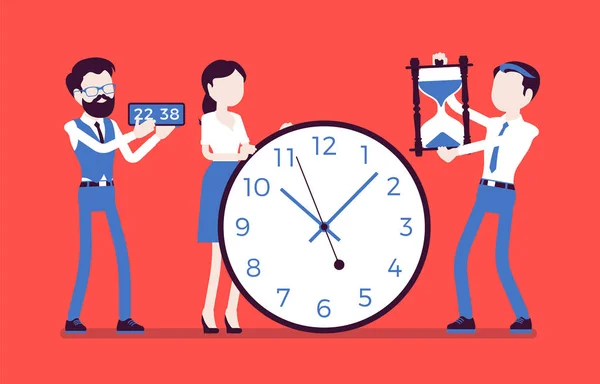 Управление временем гигантские часы, деловые люди — стоковый вектор
