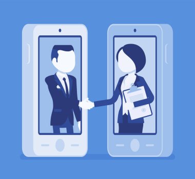 Mobil erkek, kadın anlaşma, ticari iş anlaşması