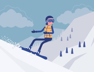 Etkin sportif kadın snowboard binme