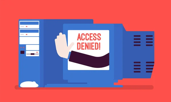 Access denied sign on old PC screen — Stock Vector