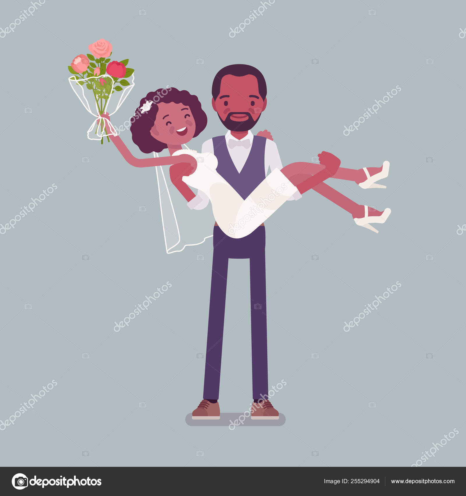 Groom Carrying Bride On Wedding Ceremony Stock Vector