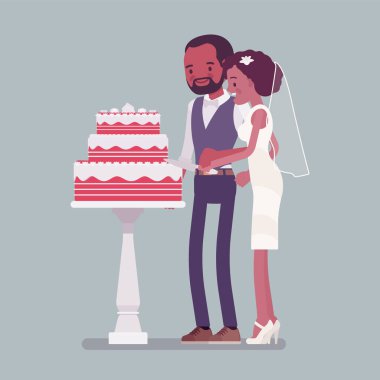 Gelin, damat kesme pasta düğün üzerinde