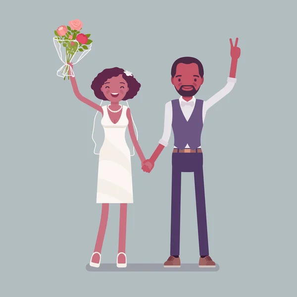 Šťastné nevěsty a ženicha na svatební obřad — Stockový vektor