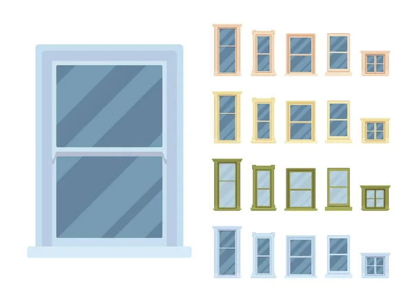 Fenêtre pour le bâtiment équipé de verre dans un cadre — Image vectorielle