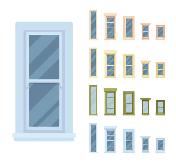 Fenster für Gebäude mit Glas im Rahmen — Stockvektor