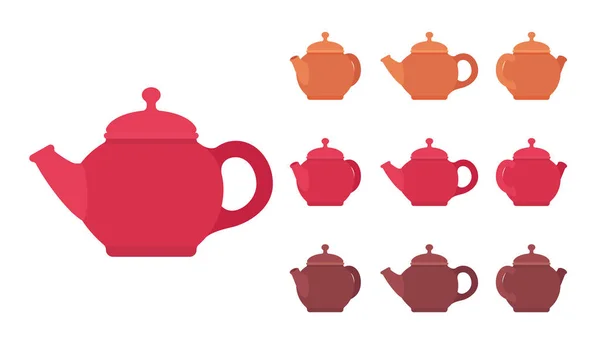Набір чайників, кухонне приладдя — стоковий вектор
