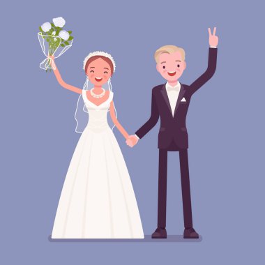 Mutlu gelin ve damat düğün üzerinde