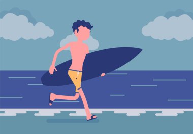 Sörfçü çocuğa bir plajda