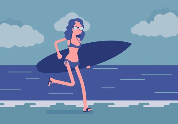 Surfista chica en la playa — Archivo Imágenes Vectoriales