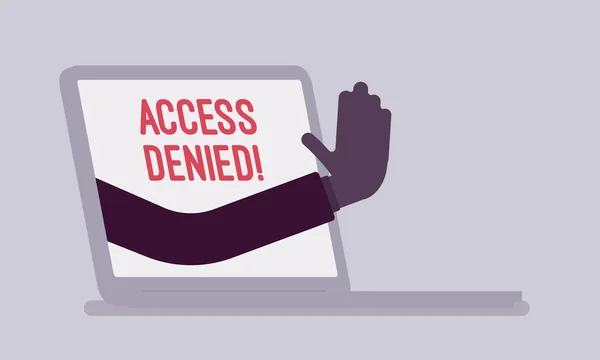 Access denied sign on laptop screen — Stock Vector