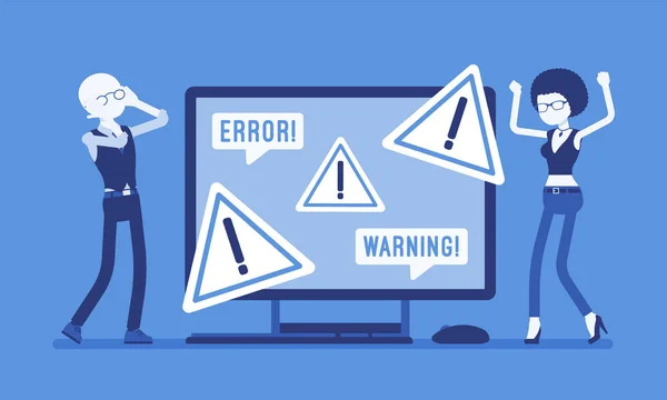 Error de PC, advertencias para los usuarios — Vector de stock