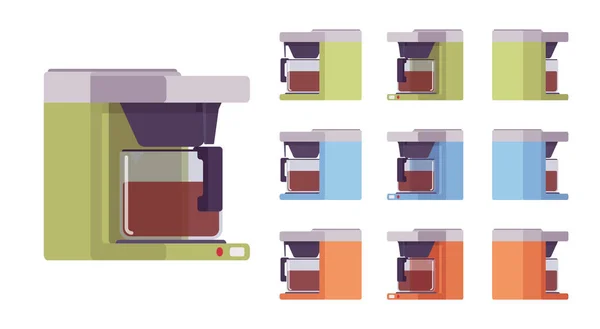 Conjunto de cafetera, cocina y cafetera — Vector de stock