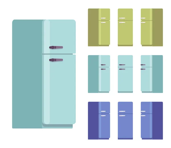 Retro-Kühlschrank-Set, Küchengeräte — Stockvektor