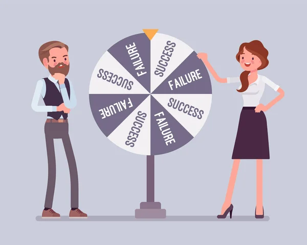 Wheel selecting random changes of failure or success — Stock vektor