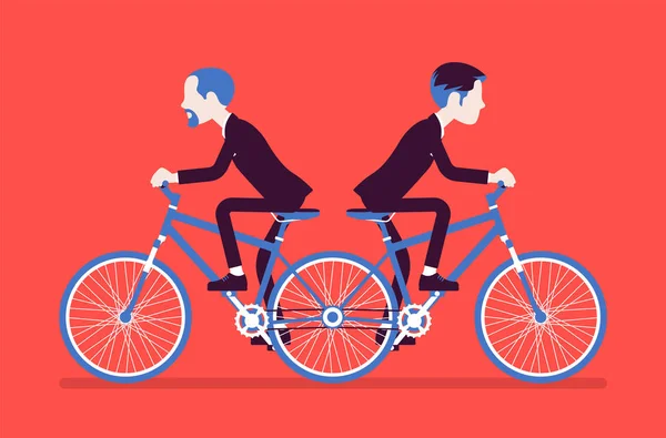 Επιχειρηματίες ιππασία με πιέσει να σας τραβήξει διπλό ποδήλατο — Διανυσματικό Αρχείο