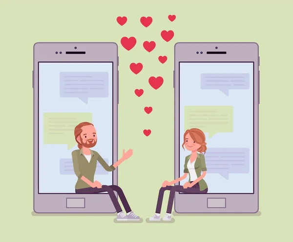 데이트 모바일 애플리케이션 채팅 — 스톡 벡터
