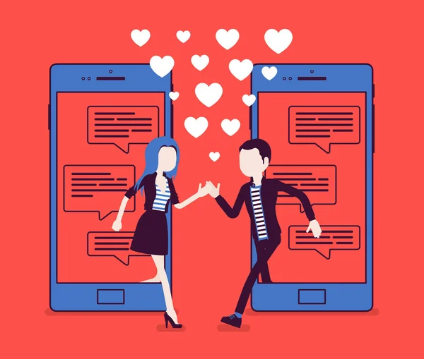 Dating van mobiele applicatie, Pair Match op smartphone scherm — Stockvector