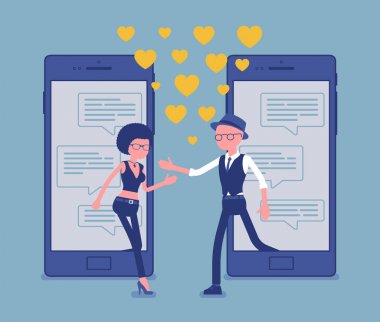 Mobil uygulamadan kalma, akıllı telefon ekranında eşleştirme sohbet