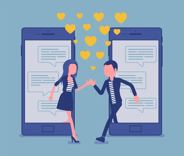 Dating van mobiele applicatie, Pair Match op smartphone screen chat — Stockvector